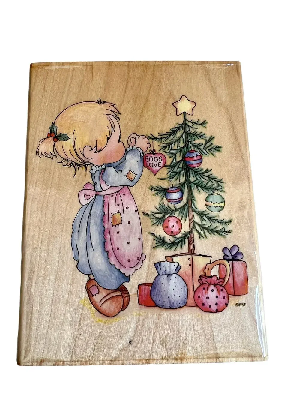Vintage 1995 Precious Moments Rubber Stamp Christmas God Sent His Best